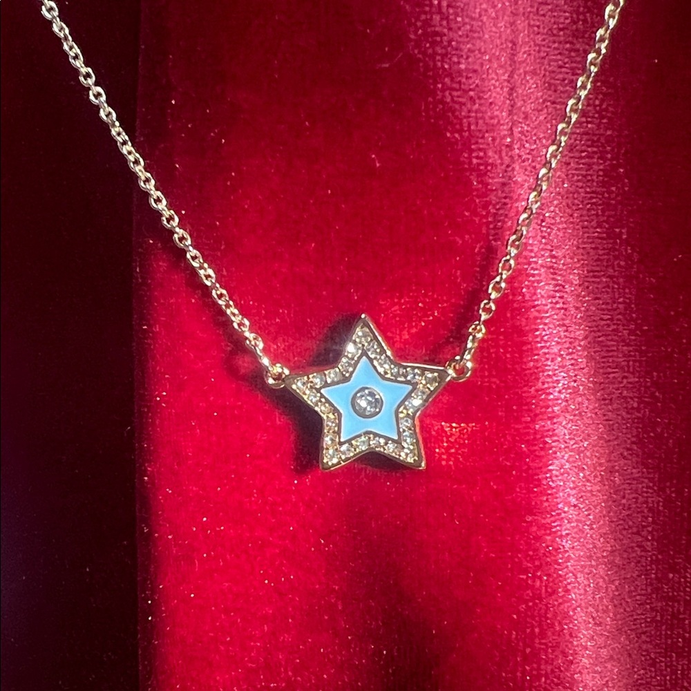 Gold & Light Blue Star Pendant Necklace